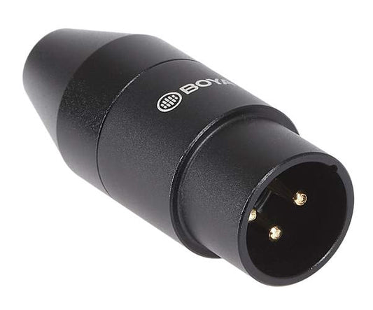 35C-XLR Adapter converts 3.5mm mini jack input to a male XLR output