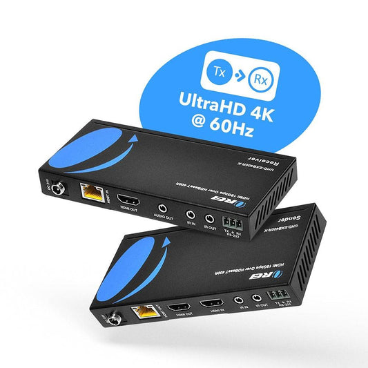 OREI UHD-EXB400R-K: 4K HDMI EXTENDER WITH HDBASET OVER CAT 6/7 UP TO 400 FEET WITH IR CONTROL AND LOOP OUT
