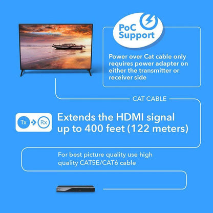 OREI UHD-EXB400R-K: 4K HDMI EXTENDER WITH HDBASET OVER CAT 6/7 UP TO 400 FEET WITH IR CONTROL AND LOOP OUT - DECIBEL JORDAN