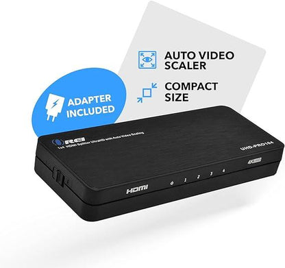 OREI 4K HDMI Splitter 1 in 4 out Duplicate / Mirror 4K Screens w/ Down Scaler 4 Ports Upto 4K@60Hz 1080p & 3D Supports EDID Control, UHD-PRO104 - DECIBEL JORDAN