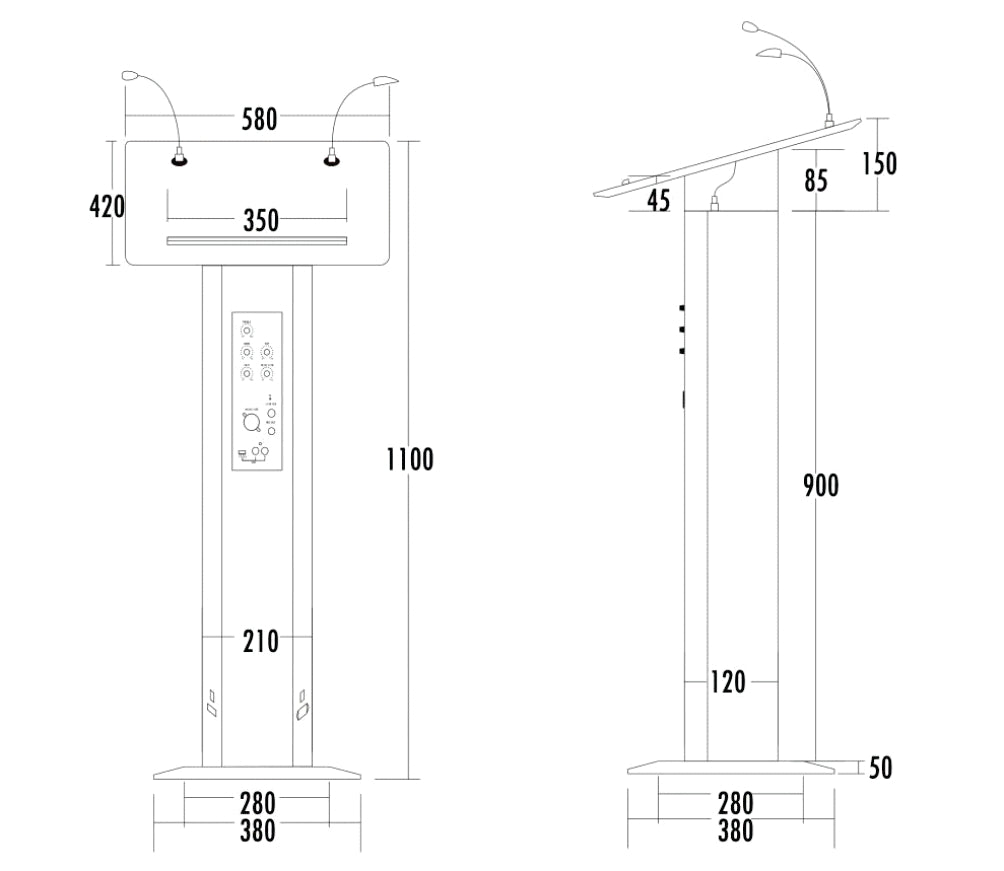 T-6236/T-6236B Lectern with Wireless VHF MIC