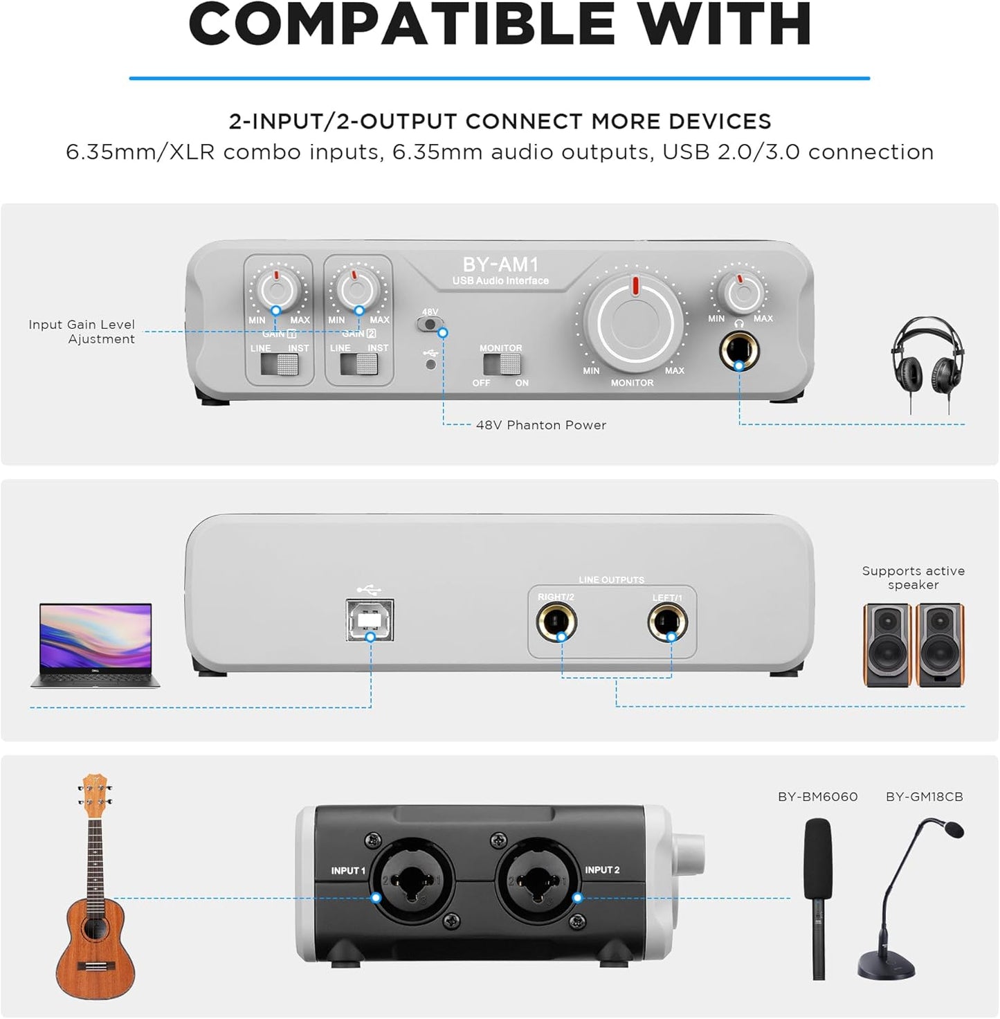 BY-AM1 Dual-Channel Audio Mixer