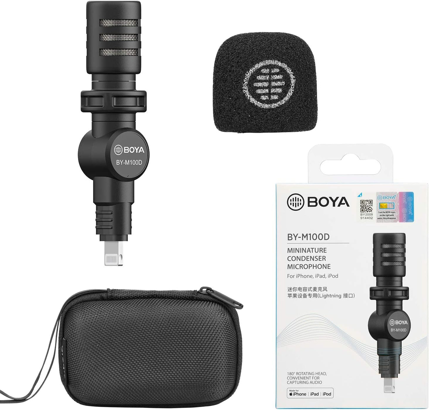 BOYA BY-M100D iPhone Microphone Mini Plug&Play Phone Microphone for iPhone 14/14 Pro/13/iPad/IOS with Lightning Port for YouTube/Vlog/Interview