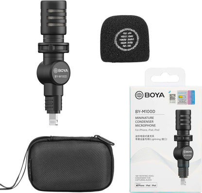 BOYA BY-M100D iPhone Microphone Mini Plug&Play Phone Microphone for iPhone 14/14 Pro/13/iPad/IOS with Lightning Port for YouTube/Vlog/Interview - DECIBEL JORDAN