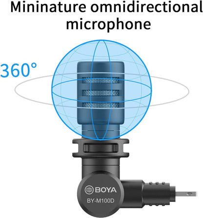 BOYA BY-M100D iPhone Microphone Mini Plug&Play Phone Microphone for iPhone 14/14 Pro/13/iPad/IOS with Lightning Port for YouTube/Vlog/Interview - DECIBEL JORDAN