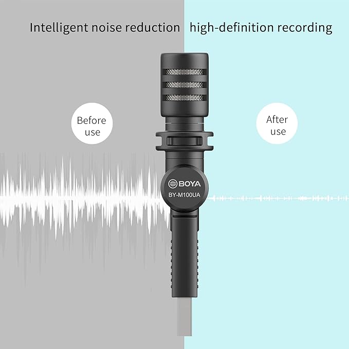 BOYA USB-A Microphone Record, BY-M100UA Mini Shotgun Microphone Plug & Play for USB-A Devices Samsung/Huawei Windows, PC Computer, Tablets, MAC in Podcast Liverstream Tiktok YouTube Video