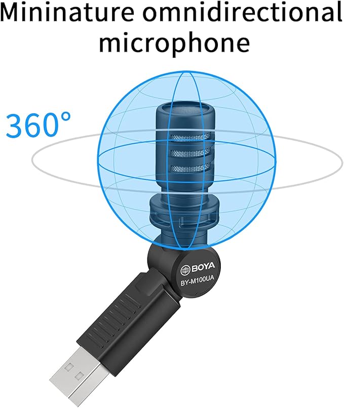 BOYA USB-A Microphone Record, BY-M100UA Mini Shotgun Microphone Plug & Play for USB-A Devices Samsung/Huawei Windows, PC Computer, Tablets, MAC in Podcast Liverstream Tiktok YouTube Video