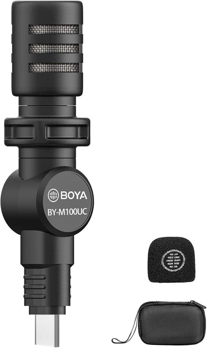 BOYA BY-M100UC Mini USB C Microphone Plug&Play Lapel Mic with Type-C Connector for Android Smartphone Latop OSM Action2/3 YouTube/Vlog/Interview - DECIBEL JORDAN