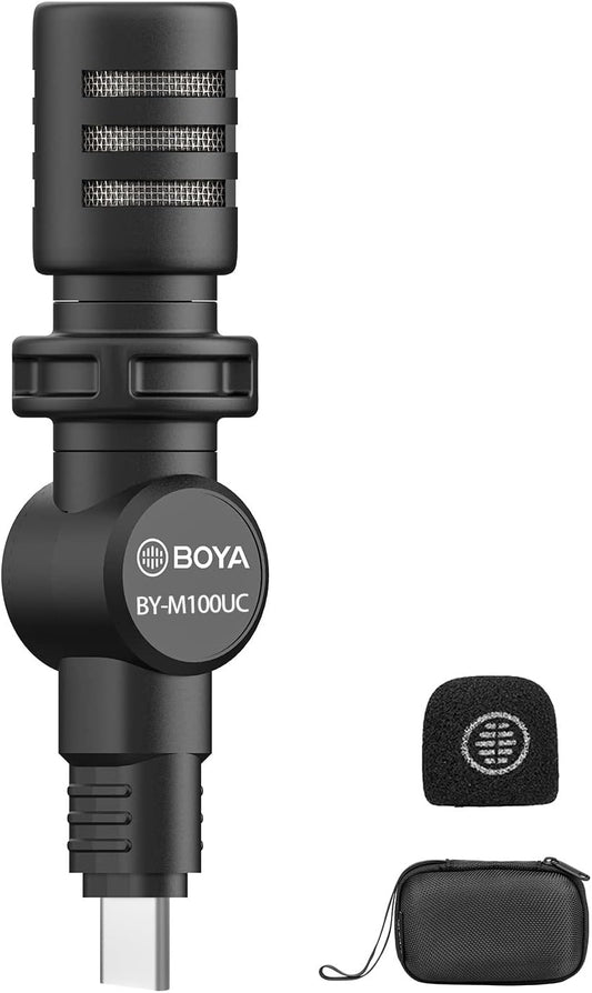 BOYA BY-M100UC Mini USB C Microphone Plug&Play Lapel Mic with Type-C Connector for Android Smartphone Latop OSM Action2/3 YouTube/Vlog/Interview