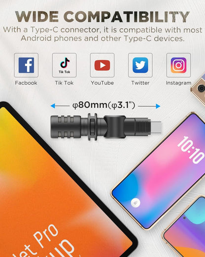 BOYA BY-M100UC Mini USB C Microphone Plug&Play Lapel Mic with Type-C Connector for Android Smartphone Latop OSM Action2/3 YouTube/Vlog/Interview - DECIBEL JORDAN