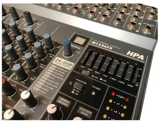 HPA M1636FX/M2436FX Professional Stereo &amp; Group Compact Mixer