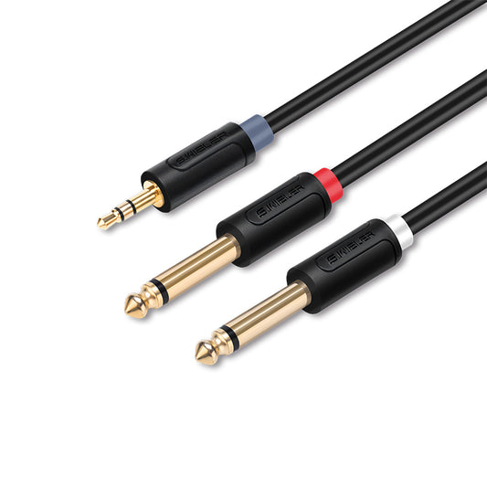 S615B 3.5mm TRS to DUAL 6.35mm TS STEREO BREATOUT CABLE