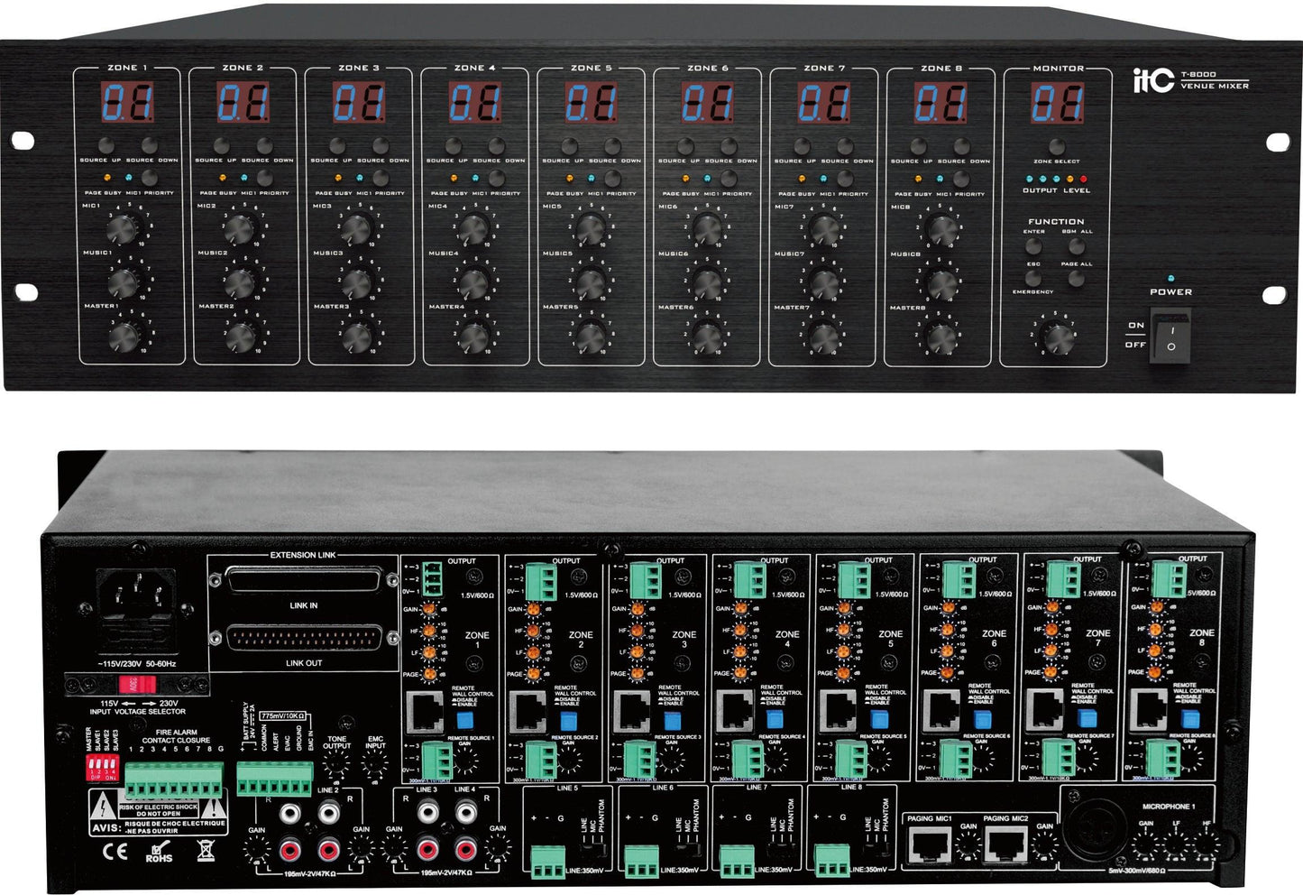 T-8000 8x8 Audio Matrix & Paging Controller - DECIBEL JORDAN